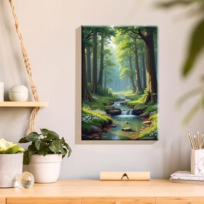 JOOZ DIY Landscape Paint by Numbers Kit for Adults with Frame, 8x12 Inch - color: Forest 085