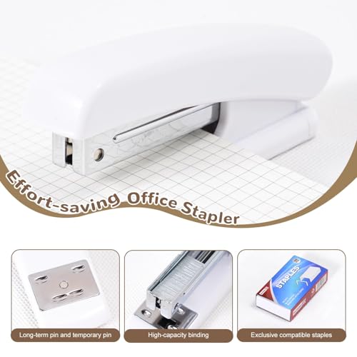 Gawsey White Desk Organizers and Accessories with Desk Organizer 360° Rotating Pen Holder and Office Supplies, Cute Stationery Supplies Set - color: White
