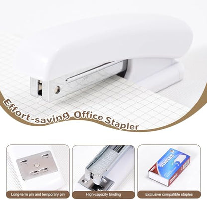 Gawsey White Desk Organizers and Accessories with Desk Organizer 360° Rotating Pen Holder and Office Supplies, Cute Stationery Supplies Set - color: White