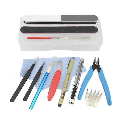 Professional 17 PCS Model Tools Kit Modeler Basic Tools Craft Set Hobby Building Tools Kit For Gundam Car Model Building Repairing and Fixing