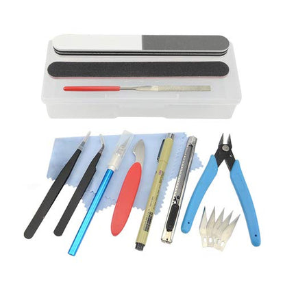 Professional 17 PCS Model Tools Kit Modeler Basic Tools Craft Set Hobby Building Tools Kit For Gundam Car Model Building Repairing and Fixing