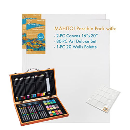 Palette for Watercolors, Oil & Acrylic Paints, Mix & Separate Colors, White, Art 20 Wells, 13” x 10” 4 slated Squares, 4 Squares, 4 Large circulars, and 8 Small Circular Wells for All Levels