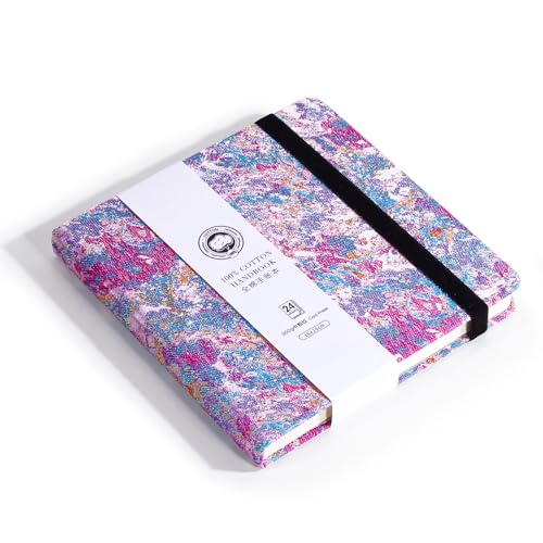 Lightwish Square Watercolor Journal,100% Cotton,300gsm/140lb,Acid-Free,24 Sheets Cold Press Watecolor Sketchbook for Artists Adults Students,6.29 * 6.29 Inches(Purple Sunset) - color: Purple Sunset