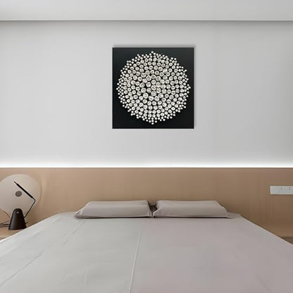 Art Abstract Oil Painting Modern Art Oil on Canvas Wall Art Deco 24x24 inches, Black and White - color: Yi057