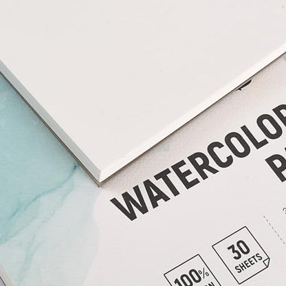 Fingraspuro 9x12 Watercolor Pad, 100% Cotton, Cold Press, 30 Sheets | 140 lb/300 gsm acid-free paper, glue bound, durable for wet media, scraping, and art journaling