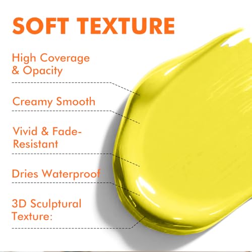 GOTEIDAL Yellow Acrylic Paint, Lemon Yellow Paint (250ml / 8.45oz) Tubes | Art Craft Paints, Rich Pigments Non Toxic for Canvas Painting, Rock, Stone, Wood, Art Supplies - color: Lemon Yellow