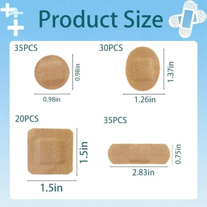 120Pcs Breathable Fabric Small Bandages, Round Oval and Square Flexible Adhesive Strips for Face and Small Wounds Protection Care(Rectangle) - style: 120 Pieces Rectangle Style Set