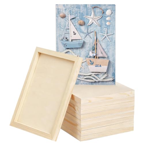 10 Pack 5x7 Inch Unfinished Wood Panel Boards for DIY Painting Art Crafts | Blank Wood Canvas Frames for Oil Paint Pouring & Valentine Halloween Xmas Decor - size: 5"×7" 10 Pack