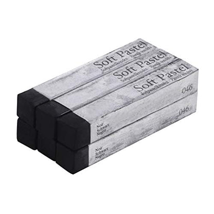 6 Pcs Soft Pastel Drawing Chalk Set Square Sketch Pastel Chalk Painting Sticks Drawing Sketching Pen Art Supplies Artists Beginners Non-Toxic Soft Pastel Stick Crayons for Teachers Professionals - color: black