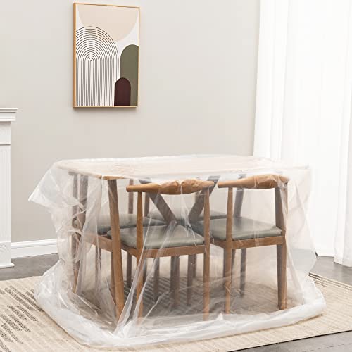 1 Pack 2 Mil Plastic Drop Cloth 9ft x 12ft, Heavy Duty Plastic Painters Drop Sheet, Waterproof Paint Tarp for Painting, Renovations - Floor Covering & Dust Cover