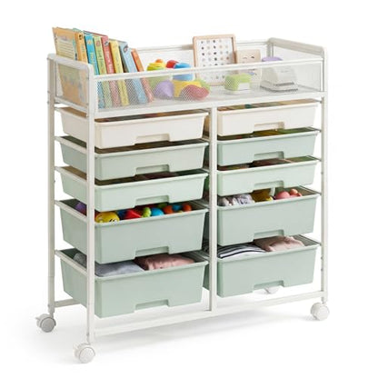 Rolling Craft Cart with 10 Drawers, Art Craft Organizers and Storage with Lockable Wheels, Utility Cart for Organizing Arts and Crafts,Yarn,Toy, School Supplies,Nail Product - size: 10-Drawers(1 Pack)