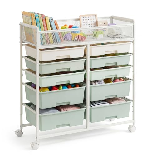 Rolling Craft Cart with Wheels and 10 Drawers, Art Cart Organizer and Storage, Rolling Storage Cart for Organizing Crafts, Yarn, Toys, School Supplies, etc - size: 10-Drawers(1 Pack)