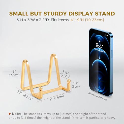 Plate Holder Easel Display Stand - 3 inch Metal Plate Stands for Display - Tabletop Picture Stand - Gold Iron Easels for Display Pictures | Photo Frames | Book | Decorative Plates | Plaque - 1 Pack - size: 3 inch