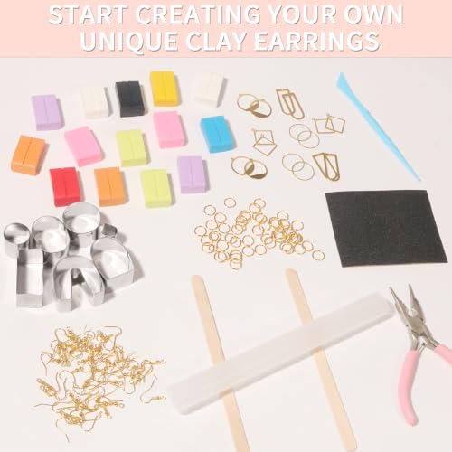 Patemby Clay Earring Jewelry Making Kit Art Crafts Set for Teen Girl Adult | Ages 12+ DIY Polymer Clay Earring Jewelry Craft Making Set, 135Pcs Make Your Own Earrings Supplies Fun Birthday Gift