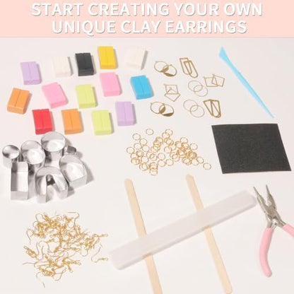 Patemby Clay Earring Jewelry Making Kit Art Crafts Set for Teen Girl Adult | Ages 12+ DIY Polymer Clay Earring Jewelry Craft Making Set, 135Pcs Make Your Own Earrings Supplies Fun Birthday Gift