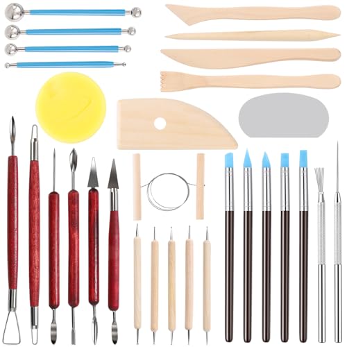 SHENOMAD 30PCS Clay Sculpting Pottery Ceramics Modeling Polymer Tools Set