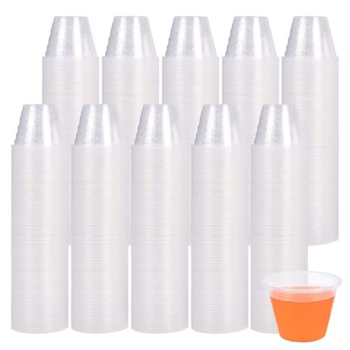 100 Pack Plastic 1oz Disposable Medicine Measuring Cups - Resin Mixer Measure & Mouthwash Small Plastic Cups - Ideal for Liquid Medication & Arts & Crafts - size: 100 Pack