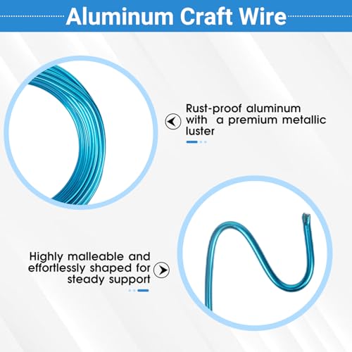 2 Rolls Aluminum Craft Wire, 9 Gauge (3mm) Flexible Metal Wire for Jewelry Making, 65.6 Ft (32.8 Ft/Roll) Bendable Armature Wire for Bonsai, Sculpting and DIY Crafts [Aqua Blue] - size: 9Gauge 32.8Ft Each, style: Aqua Blue