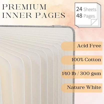 Watercolor Journal Sketchbook 2 Pack 5.5x8.2 Navy Blue | Cotton paper, 24 Sheets each, 140 LB 300 GSM, Linen cover, Tap Water Pen - color: Navy Blue, size: 5.5x 8.2 Inch 2 Pack