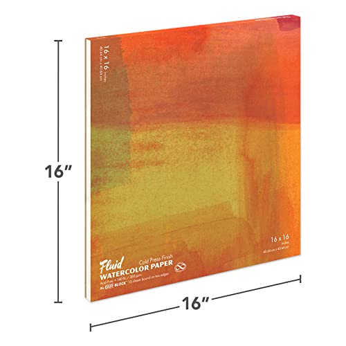 Fluid Watercolor Paper Block, 16 x 16 inches, 15 Sheets, 140 lb (300 GSM) Cold Press Paper Pad for Artist Painting and Wet Media - size: 16 x 16 Block