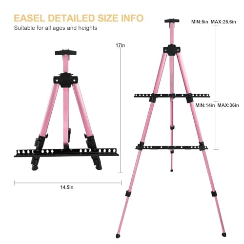 RRFTOK Pink 17-66 Inch Adjustable Art Easel Stand for Painting and Sign - style: 66Pink 1-pack
