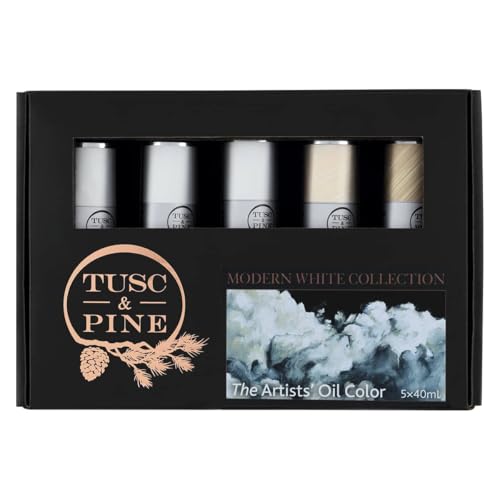 Tusc & Pine Artist Oil Paint - 40 ml Set of 5 - Modern White - Non-Yellowing, Rich & Creamy Consistency, Maximum Pigment Load, Small Batch Milled Oil Paints Developed for Professional Artists - color: Modern White, size: 6.75 Fl Oz (Pack of 1)