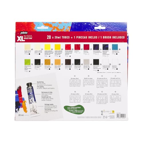 PEBEO Pébéo Fine XL Oil Paint Set, 20 x 20 ml + Brush, Complementary Colours - size: 20 x 20 ml + Brush