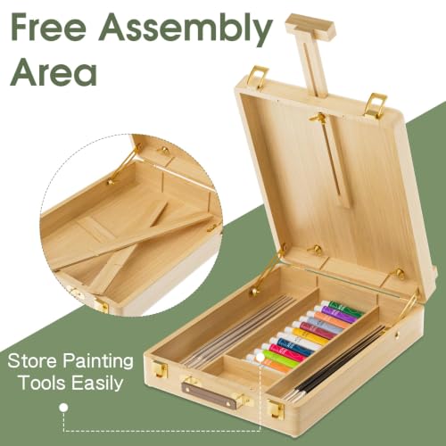 LUCYCAZ Tabletop Easel for Painting, Adjustable Wooden Sketchbox Art Easel - style: Sketchbox Easel