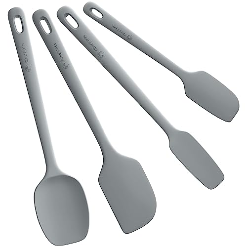 ChefAide 4 Pieces Silicone Spatula Set, Food Grade Rubber Spatula, Upgrade Strong Handle with Ergonomic Grip, Heat Resistant for Nonstick Cookware, Cooking - color: Gray, size: 4 pieces
