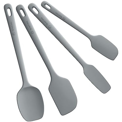 ChefAide 4 Pieces Silicone Spatula Set, Food Grade Rubber Spatula, Upgrade Strong Handle with Ergonomic Grip, Heat Resistant for Nonstick Cookware, Cooking - color: Gray, size: 4 pieces