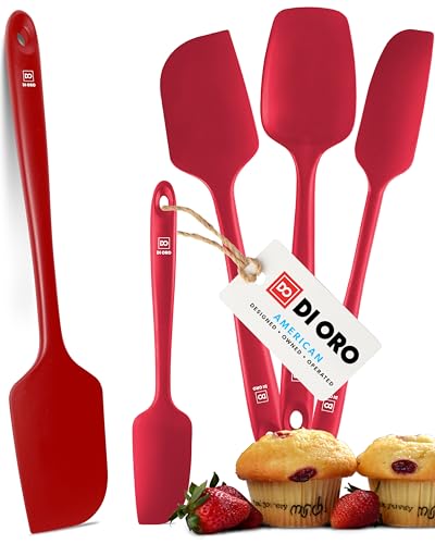 DI ORO Silicone Spatula Set - 600F Heat Resistant, 5-Pc Red - color: Red