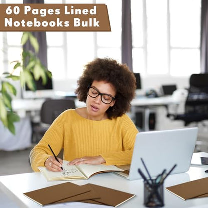 Mimorou 100 Pcs A5 Journals Notebooks Bulk,Dark Brown,Lined - color: Dark Brown, style: Lined