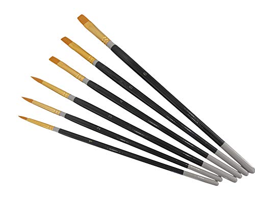 Nylon Artist Paint Brush Set for Acrylic & Watercolor 6-Piece Tech Team