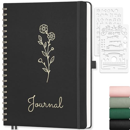 EMSHOI Dotted Spiral Journal Notebook, 110 Pages, A4 Size (8.2" x 11.2") - color: Black, style: A4 Dotted