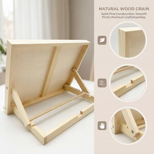 Tabletop Easel, Adjustable & Portable Desktop Art Stand, 13”x9” Solid Pine Wood Drawing Board for Painting, Drawing Canvas & Sketchbooks, Perfect for Adults & Artists
