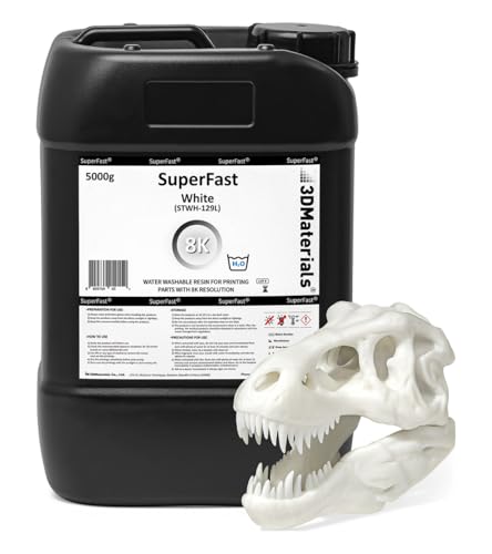 SuperFast 8K 3D Printer Resin Water Washable, 0.5 sec Print (5000g, White) - color: White, size: 5000g