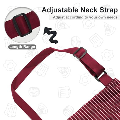 VALOME 2 Pack Kitchen Aprons with Pockets, Cooking Chef Apron for Men Women | Adjustable Neck Strap, Unisex Bib Soft Aprons, Cotton-Blend, for Grilling Cooking Gardening Baking - color: Black & Red