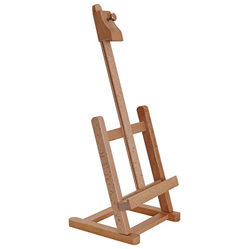 U.S. Art Supply 16" Mini Tabletop Wooden H-Frame Studio Easel | Artist Adjustable Painting and Display Stand, Holds Up to 12" Canvas - Portable Table Top Easel for Painting, Artwork
