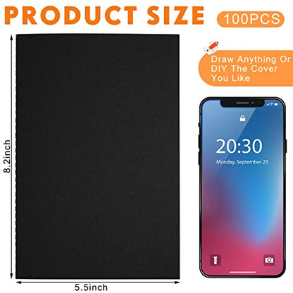 Mimorou 100 Pcs A5 Journals Notebooks Bulk,Black,Blank - color: Black, style: Unlined
