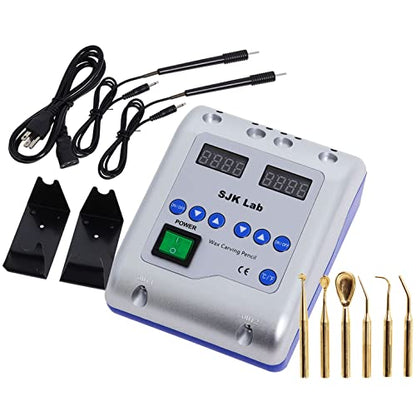 Dental Electric Wax Carver, Dual-Pen Wax Carving Pen Knife with 6 Wax Tips | Dual Digital Display, 122–392°F Adjustable Temperature, for Dental Lab Equipment, Dentist Waxing, Jewelry Wax Work & Modeling