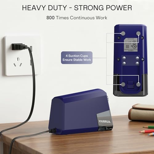 Heavy Duty Electric Pencil Sharpener-6-Hole for 6-12mm Pencils,Auto Start/Stop,Fast 4s Sharpening,Zinc Alloy Blade,10,000+ Sharpenings-Ideal for Classroom,Office & Art Use,Blue(S260) - color: Blue