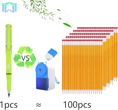 6 Sets Everlasting Pencil, Infinity Pen, NO-Sharpening Pencils for Writing Drawing Students Sustainable for Home Office School Supplies (6 Pens + 6 Erasers + 6 Replaceable Nibs) - color: Colorful
