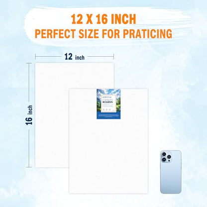 12x16 Canvas for Painting - Artist-Grade Blank Canvases Boards & Panels, Premium White Flat Canvas Bundle forAdults （6pack） - size: 12*16-6