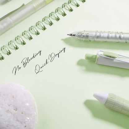 10PCs Pastel Gel Ink Pen Set,Retractable Black Ink Pens 0.5mm Fine Point - color: Green