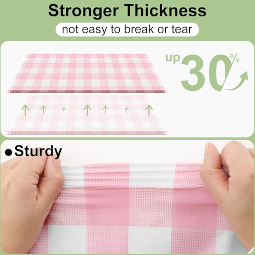 4 Packs Buffalo Disposable Table Cloth, 54 x 108 Inch Waterproof Plastic Tablecloth, Rectangle Pink and White Checkered Table Covers for Picnic, Birthday, Party, Back to School - color: Pink and White, size: 54" x 108" - 4 Pack