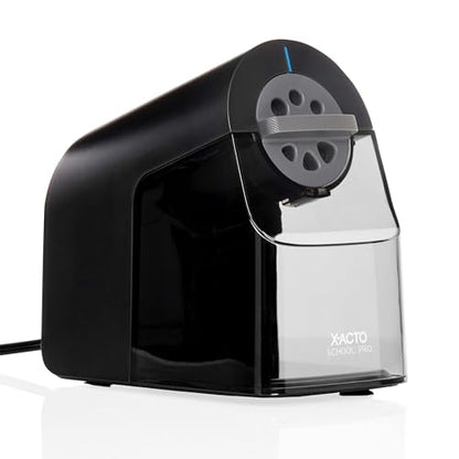 X-ACTO Pencil Sharpener, School Pro Electric Sharpener, Black, With Six Size Dial, XL Shavings Bin - Heavy Duty, Classroom Supplies