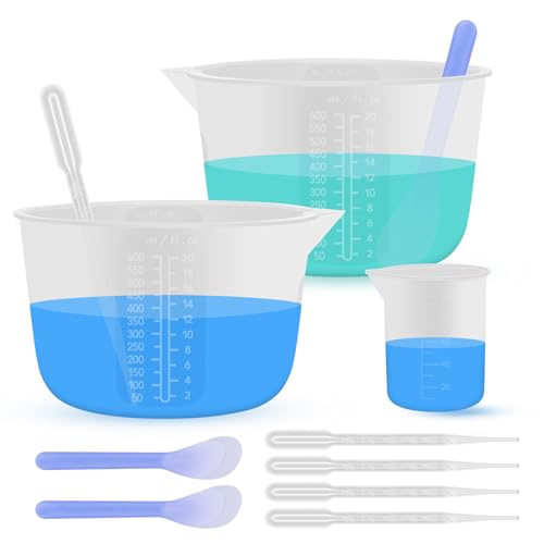 Silicone Resin Mixing Measuring Bowls 2Pcs 600ml/20oz for Resin Supplies, Thickened Reusable Silicone Bowl Cups for Epoxy Mixing, with Stir Sticks, Jewelry Making - size: 2*600ml (Transparent Marks)