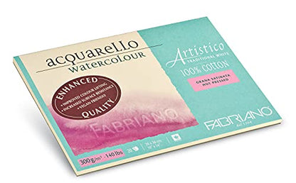 Fabriano Artistico Watercolor Block, 10 x 14, Traditional White - size: 10x14, style: Hot-Press