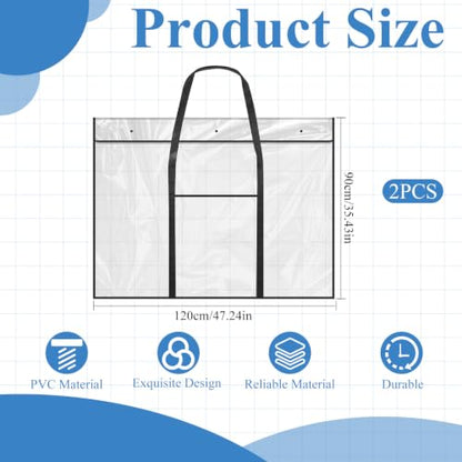 2 Pack Large Poster Storage Bag 48" x 36" Bulletin Board Holder, Art PVC Folder with Pocket, PVC Art Portfolio Container for Teacher Paper Teen(Black) - color: Black