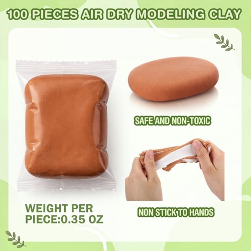 VioraWhite 100 Pcs Air Dry Clay Bulk Modeling Clay for Kids Lightweight Foam Modeling Clays DIY Molding Clays for Kids Adults Crafts Gifts School Project Supplies (Brown) - color: Brown